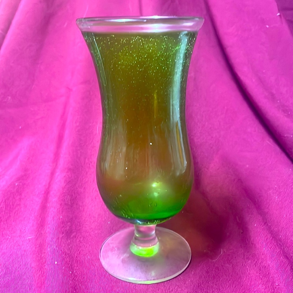 Pottery Barn Green Bubble Glass. 8” tall